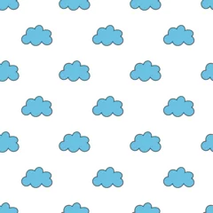 Poster Seamless pattern with clouds. Simple cloudscape background. Vector flat illustration. © Daria Novikova