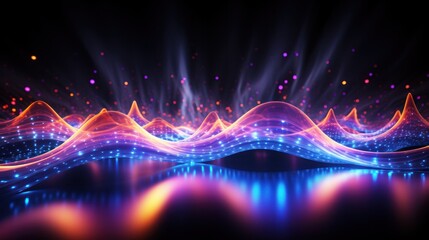 Fototapeta na wymiar futuristic, background, technology, abstract, network, line, light, connection, communication, future. hi-end image background abstract wave red, blue light for technology banner generate via AI.