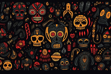 Voodoo pattern background for postcards or web design
