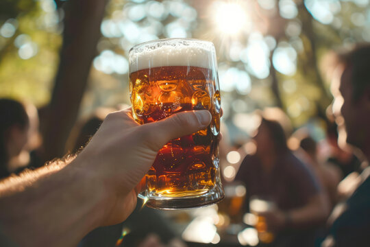 Celebratory Beer Toast, Joined In Cheers
