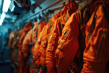 Organized Storage Areas For Space Suits On Spaceships Enhance Accessibility