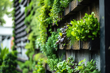 Urban Vertical Garden: Modern, Eco-Friendly Landscape With A Focus On Sustainability