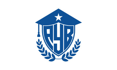 AYB three letter iconic academic logo design vector template. monogram, abstract, school, college, university, graduation cap symbol logo, shield, model, institute, educational, coaching canter, tech