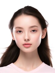 Fototapeta premium Portrait of beautiful Japanese woman on isolated white background