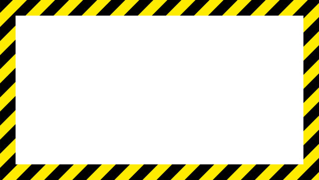Yellow and Black Caution Striped Background. Construction Warning Border on a White Background