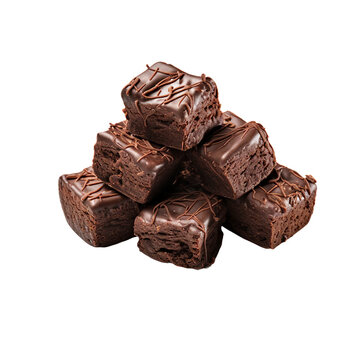 Chocolaty Brownie Bites, transparent background, isolated image, generative AI