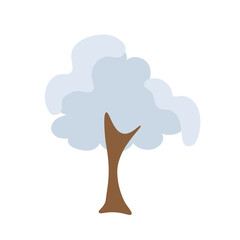 cute cartoon tree, christmas tree, christmas tree in the snow, winter tree, snowy tree, snow falling on the tree illustration