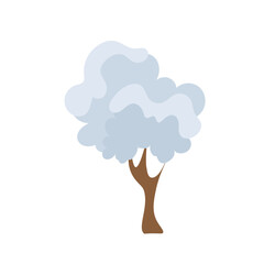 cute cartoon tree, christmas tree, christmas tree in the snow, winter tree, snowy tree, snow falling on the tree illustration