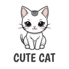 Simple cute cat illustration.