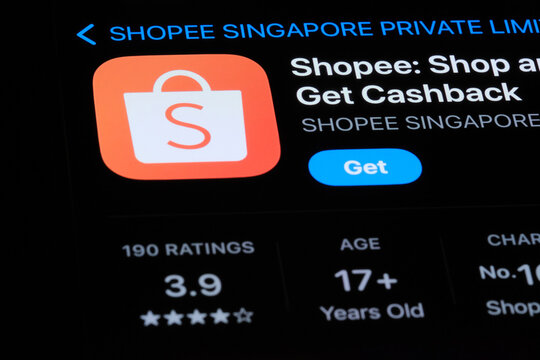Shanghai,China-Dec.27th 2023: Shopee app icon and company brand logo