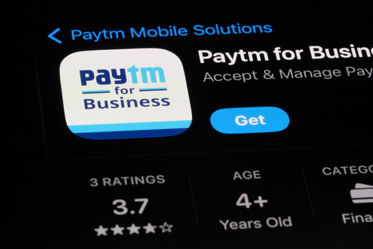 Shanghai,China-Dec.27th 2023: Paytm app icon and company brand logo