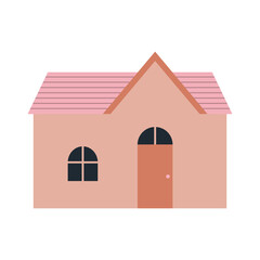 Simple color house. Modern flat Illustration on transparent background
