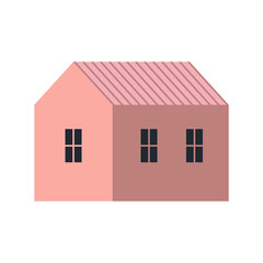 Simple color house. Modern flat Illustration on transparent background