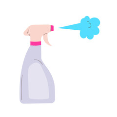 Cleaning - spray bottle with household chemicals. Modern flat Illustration on transparent background