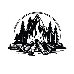 camping and nature adventure badge - obrazy, fototapety, plakaty