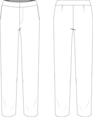 Basic chino pants vector technical drawing