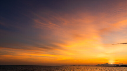 sunset sky in the evening over the sea