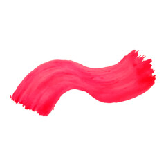 Watercolor wavy pink brush stroke isolated on white background.
