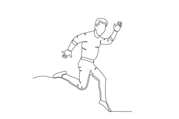 Single continuous line drawing of A man jumping in the air, happy free people fly concept. One line draw graphic design vector