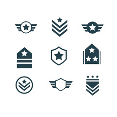set of military badge vector icons , Military rank icon vector design - obrazy, fototapety, plakaty