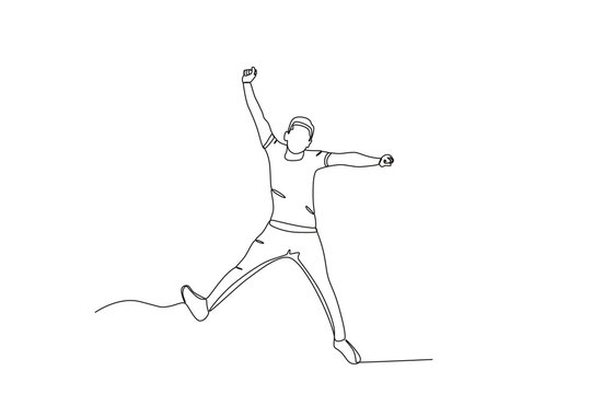 Single continuous line drawing of A man jumping in the air, happy free people fly concept. One line draw graphic design vector
