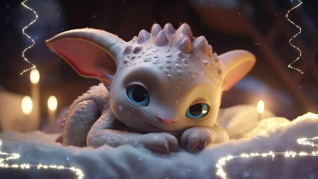 Soothing Baby Parasaurolophus Lullaby Scene: Gently Animated for Peaceful Sleep. 4K Ultra HD Continuous Video Background.