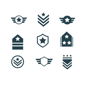 set of military badge vector icons , Military rank icon vector design