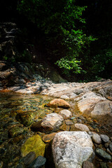 Hiking to the Kuenser Waterfalls near Meran in South Tyrol Italy. 