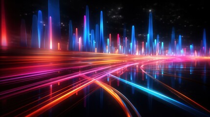 futuristic, background, technology, abstract, network, line, light, connection, communication, future. hi-end image background abstract wave red, blue light for technology banner generate via AI.