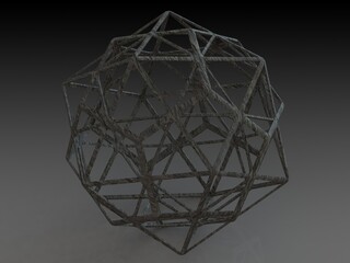 Wireframe Shape First Stellation of Icosidodecahedron 3D print model