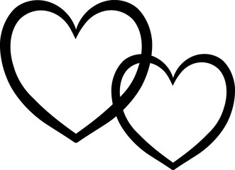 Hand drawn line heart on white background.