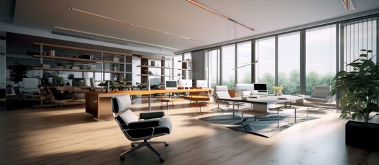 Office interior modern, 3d rendering