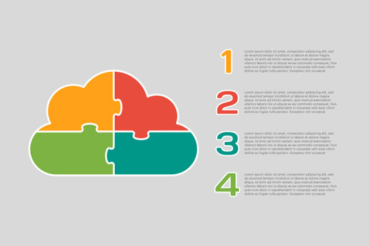Diagram infographic 4 steps, cloud puzzle