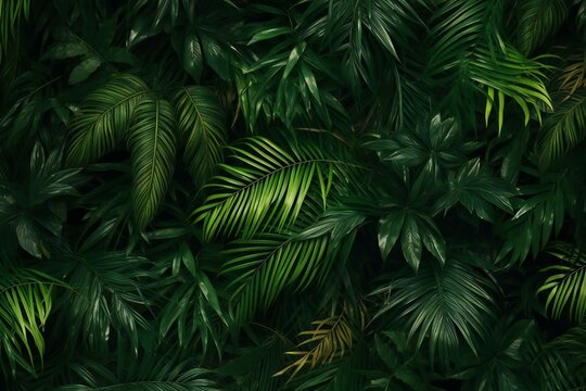 Tropical green leaves background, Nature and environment concept design © Rainbow