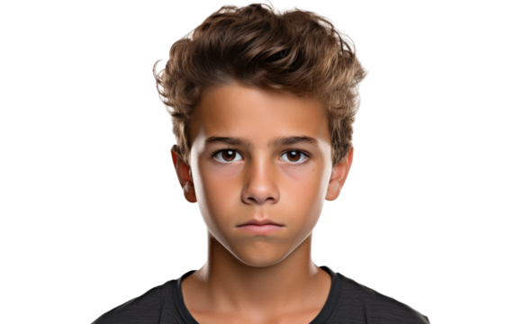 The Quizzical Gaze of Youth On Transparent Background