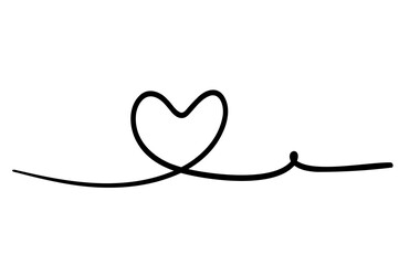 Line heart drawn by hand on isolated on transparent background PNG file