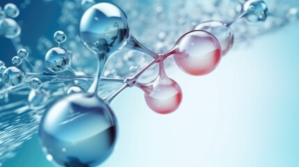 Cosmetic Essence, Liquid bubble, Molecule inside Liquid Bubble on DNA water splash background, 3d rendering. Generative AI. - obrazy, fototapety, plakaty
