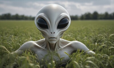 Alien Waist-Deep in Grass, One with the Meadow