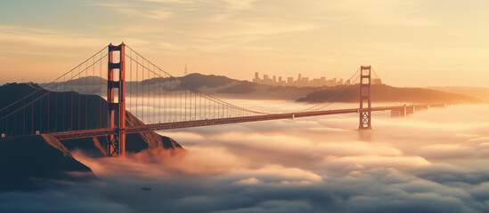 Abstract Golden Gate Bridge in San Francisco in fog