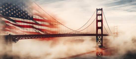 Abstract Golden Gate Bridge in San Francisco in fog