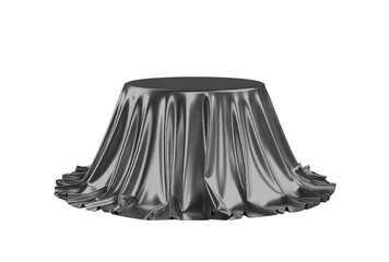 Round box covered with satin fabric. Png clipart isolated on transparent background