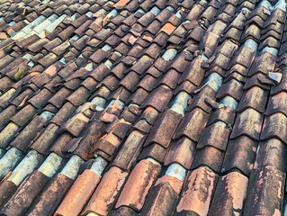 Roof tiles on colonial buildings within galle fort, Sri lanka