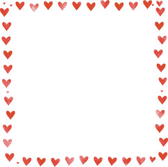 Watercolor red heart frame illustration
