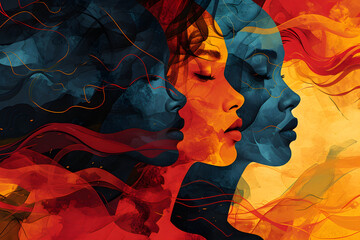 Abstract illustration forming shapes for Black History Month, featuring legacy flames,