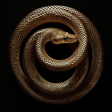 a snake coiled up in a circle