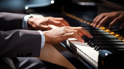 A close up of hands playing a grand piano