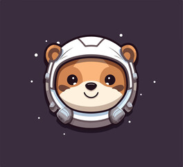 cute otter on a spaceship wearing a space suit