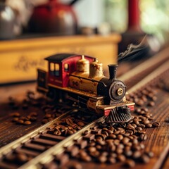 a toy train on a train track