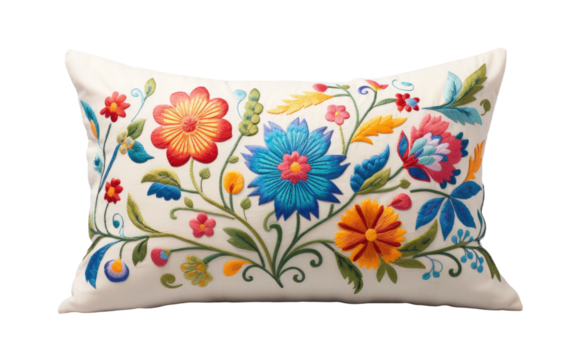 Kashmiri Tapestry Pillow On Transparent Background