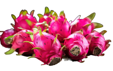 Exotic Pink and Green Fruit On Transparent Background